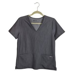 FIGS Women's Casma Three Pocket Scrub Top Size‎ Small Graphite Grey Healthcare